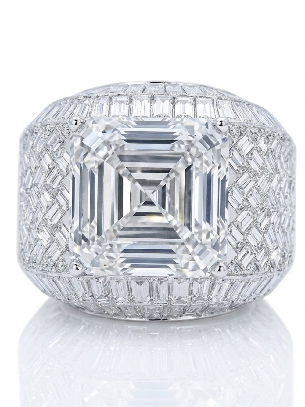 Sayabling 9.5ct Asscher Baguette Men's Ring 9.75